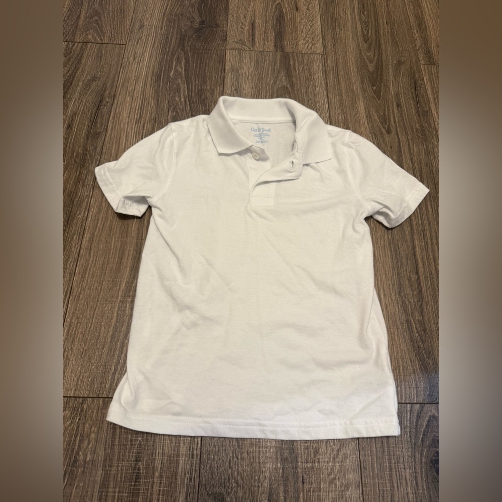 Cat & Jack Boys White Polo Short Sleeve Shirt Size S 6/7